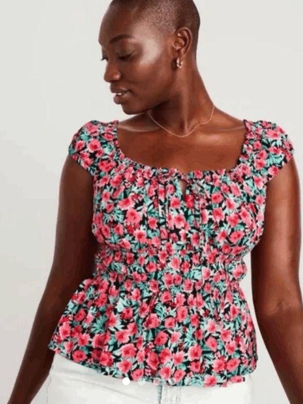 Old Navy Floral Smocked Peplum Top in Pink and Mint